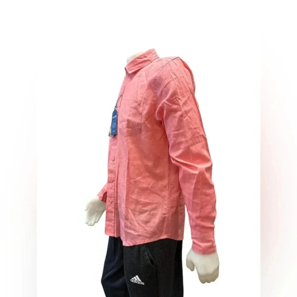 Natural Blue By Visitor NWT Button Up Pink 100% Linen Size Large - Picture 2 of 10